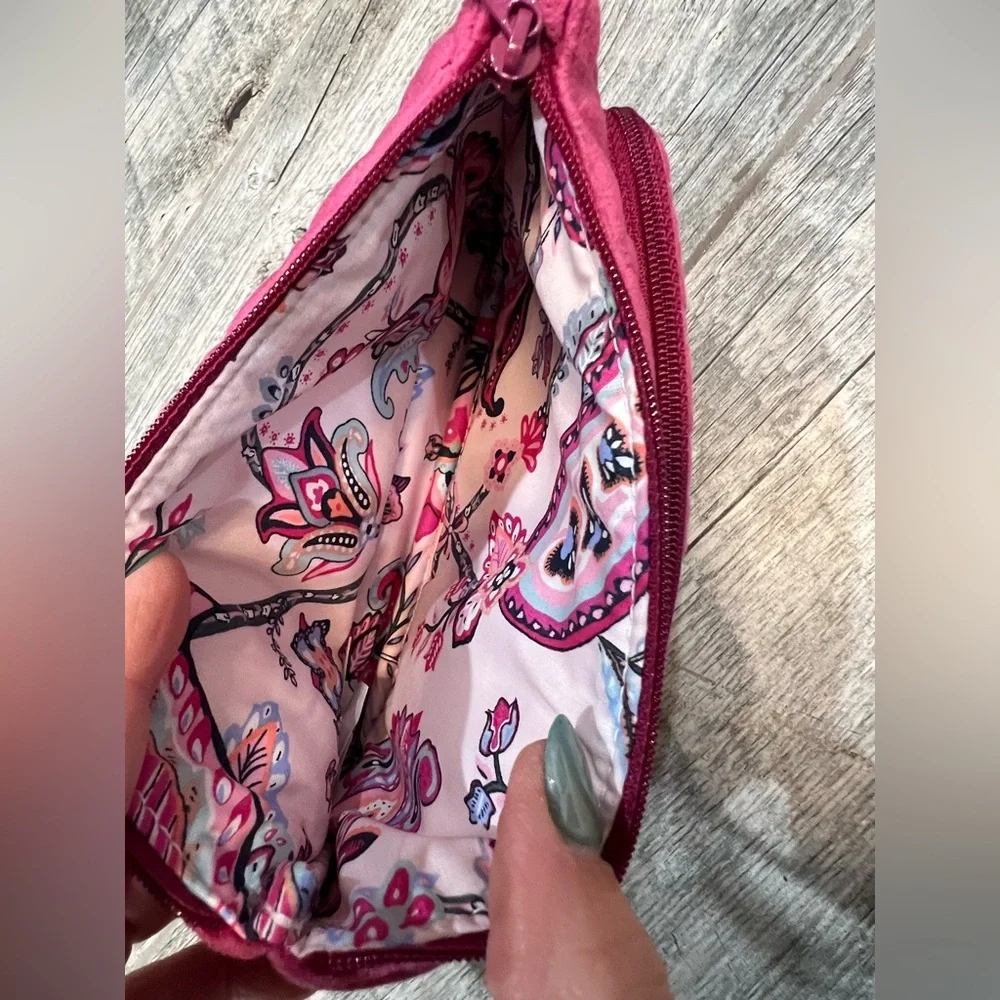 Vera Bradley Quilted Velvet Cosmetic Bag in Raspberry